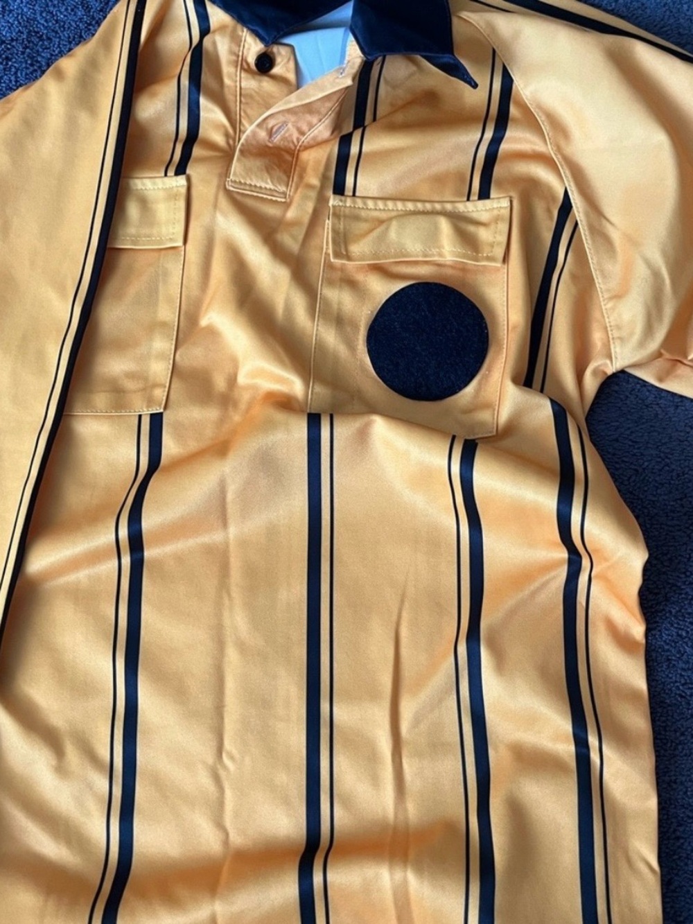 Long sleeved Yellow and Black Striped referee  Shirt worn once